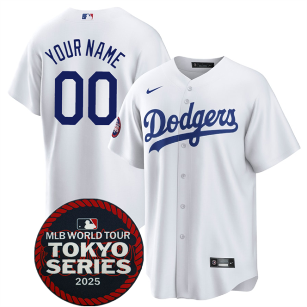 Men's Los Angeles Dodgers Active Player Custom White 2025 World Tour Tokyo Series Home Stitched Baseball Jersey