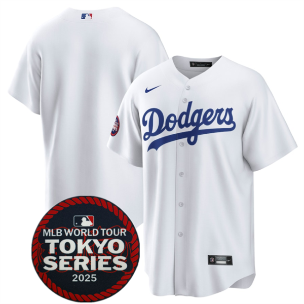 Men's Los Angeles Dodgers Blank White 2025 World Tour Tokyo Series Home Stitched Baseball Jersey