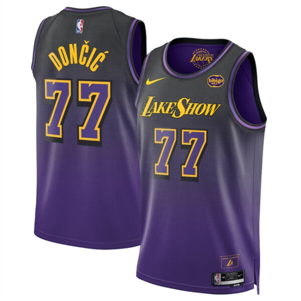 Men's Los Angeles Lakers #77 Luka Don?i? Purple 2025 City Edition Stitched Basketball Jersey