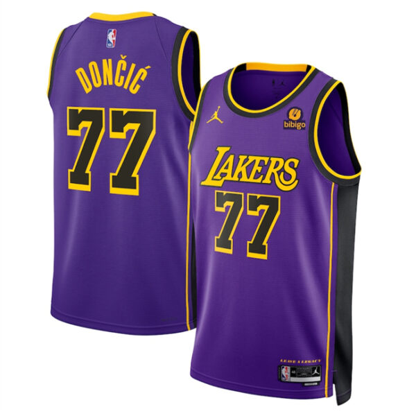 Men's Los Angeles Lakers #77 Luka Don?i? Purple 2025 Statement Edition Stitched Basketball Jersey