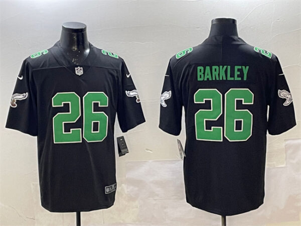 Men's Philadelphia Eagles #26 Saquon Barkley Black Throwback Vapor Untouchable Limited Stitched Football Jersey