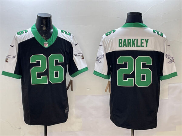 Men's Philadelphia Eagles #26 Saquon Barkley Black White F.U.S.E. Vapor Untouchable Limited Stitched Football Jersey