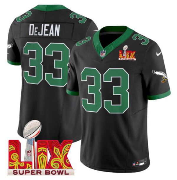 Men's Philadelphia Eagles #33 Cooper DeJean Black 2025 Super Bowl LIX Patch F.U.S.E. Vapor Untouchable Limited Stitched Football Jersey