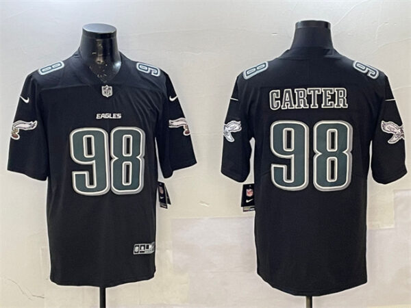 Men's Philadelphia Eagles #98 Jalen Carter Black Fashion New Vapor Untouchable Limited Stitched Football Jersey