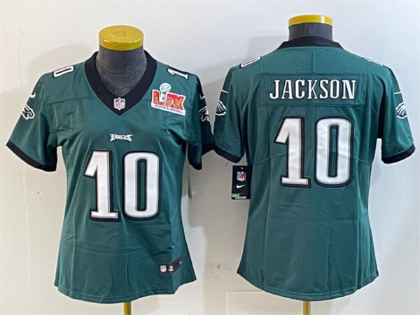 Women's Philadelphia Eagles #10 DeSean Jackson Green 2025 Super Bowl LIX Patch Vapor Untouchable Limited Stitched Football Jersey(Run Small)