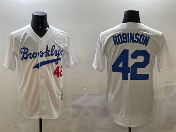 Men's Brooklyn Dodgers #42 Jackie Robinson White Stitched Baseball Jersey