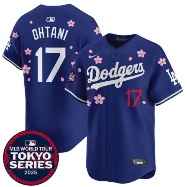 Men's Los Angeles Dodgers #17 Shohei Ohtani Royal 2025 Tokyo Series Limited Stitched Baseball Jersey