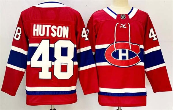 Men's Montreal Canadiens #48 Lane Hutson Red 2024-25 Stitched Jersey