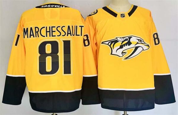 Men's Nashville Predators #81 Jonathan Marchessault Gold 2024-25 Home Stitched Hockey Jersey