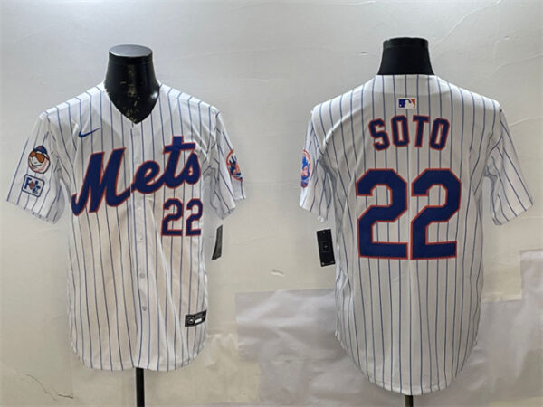 Men's New York Mets #22 Juan Soto White 2025 Spring Training Home Limited Stitched Baseball Jersey