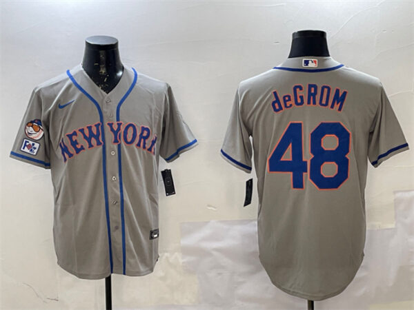 Men's New York Mets #48 Jacob DeGrom Grey 2025 Spring Training Cool Base Stitched Baseball Jersey