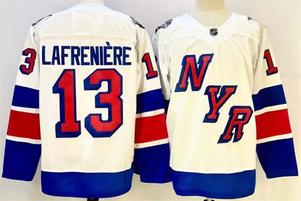 Men's New York Rangers #13 Alexis Lafreniere White 2024-25 Stadium Series Stitched Jersey