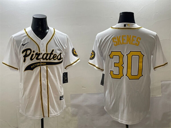 Men's Pittsburgh Pirates #30 Paul Skenes White Cool Base Stitched Baseball Jersey