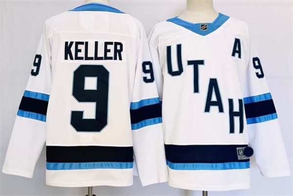 Men's Utah Hockey Club #9 Clayton Keller White Stitched Jersey