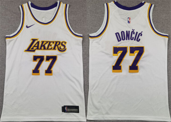 Youth Los Angeles Lakers #77 Luka Doncic White 2025 Association Edition Stitched Basketball Jersey